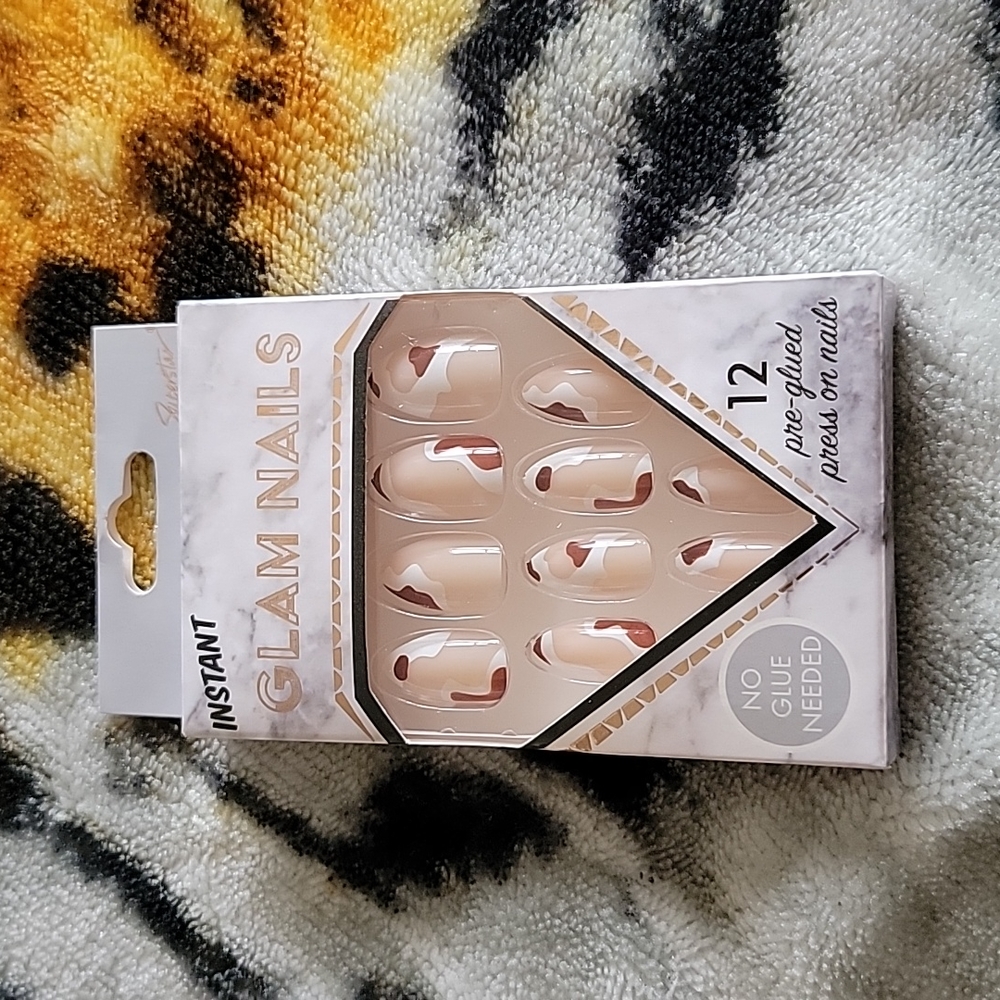 Cow Print Press On Nails. Pre-Glued